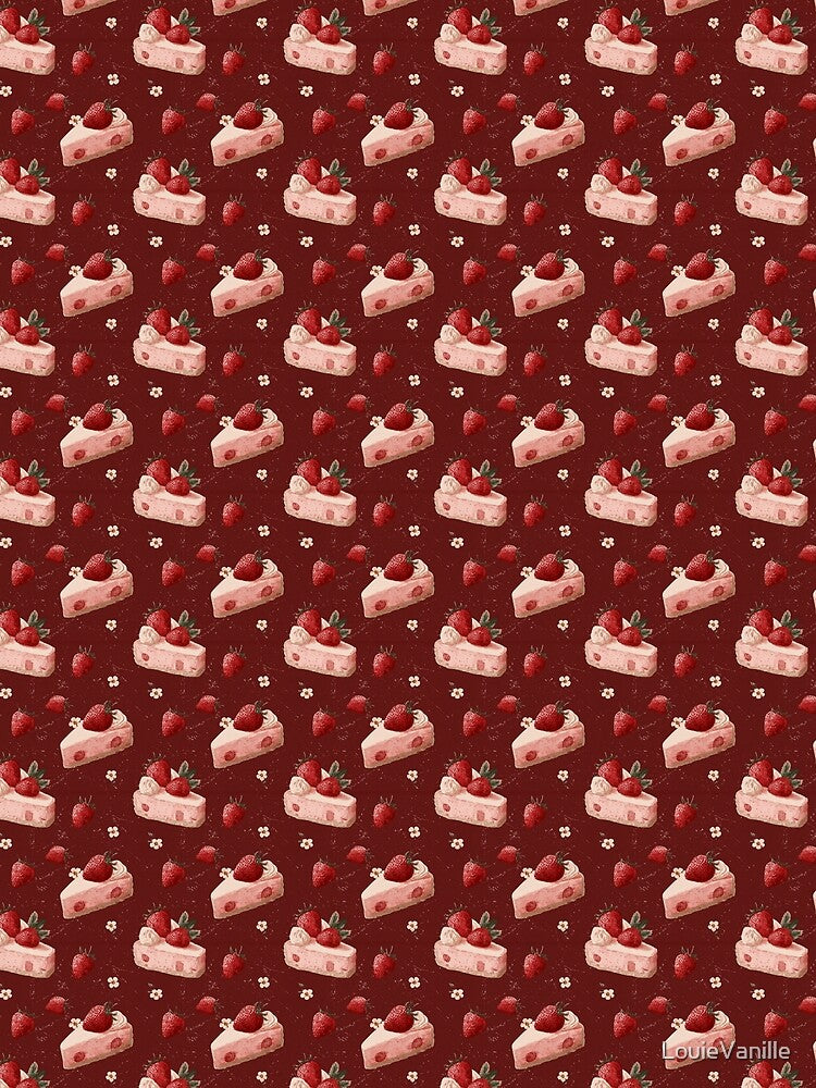 Pink and Red Strawberry Pie Pattern by LouieVanille