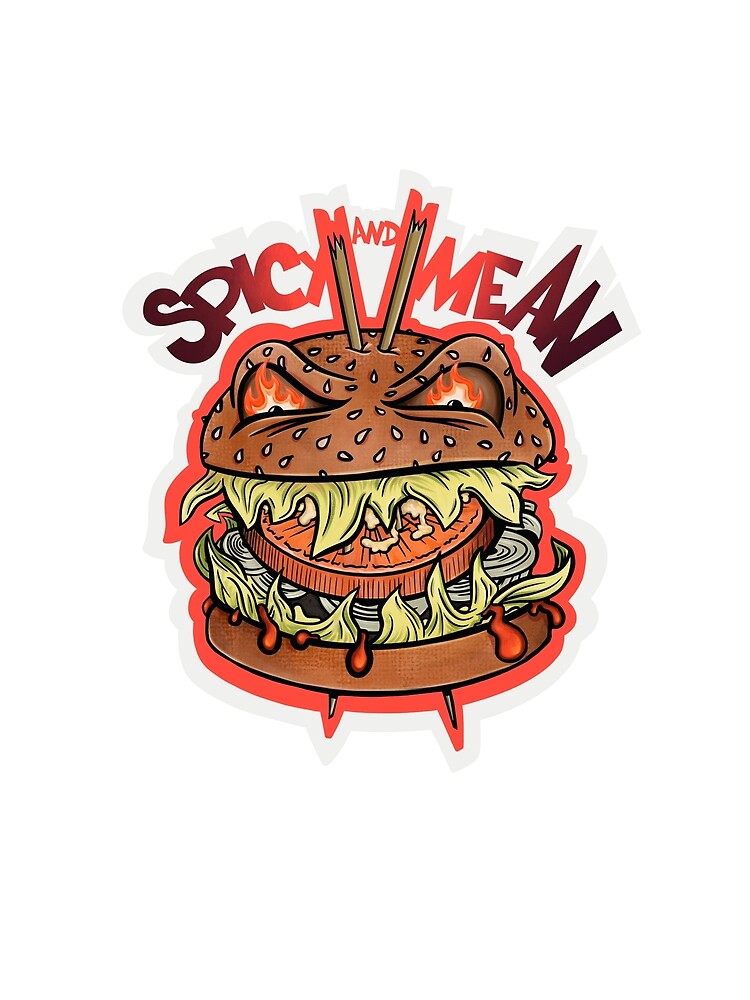 Spicy Scream Burger – Funny Horror Fast Food Design | Creepy Hot Sauce Monster Description by Comicspack