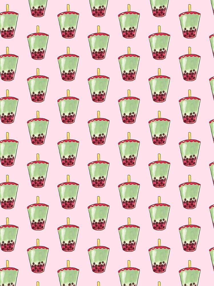 Matcha Strawberry Boba Milk Tea by fubblers