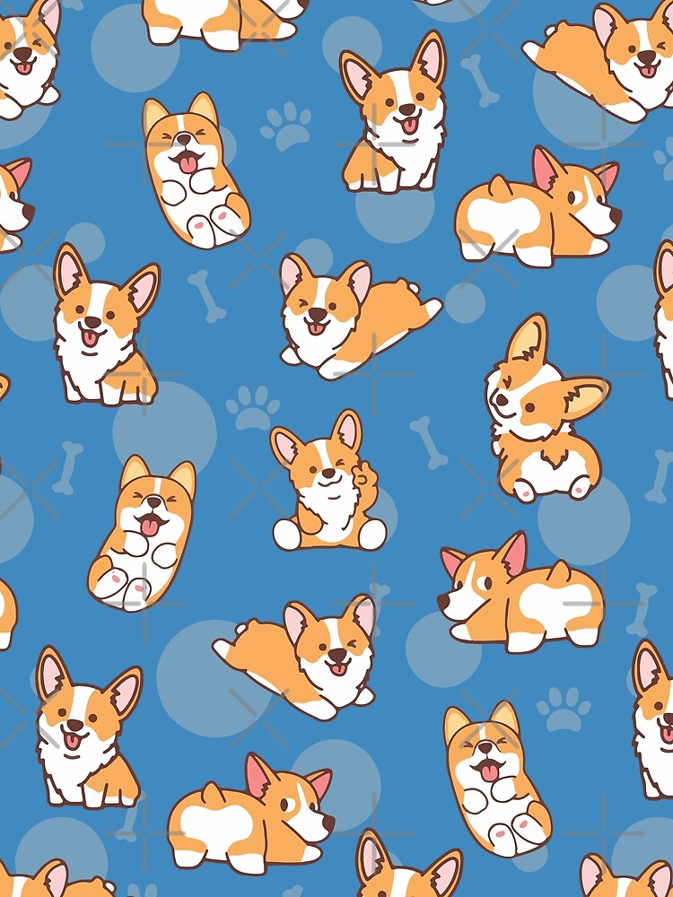 Corgi Puppy Fun - Blue by DogsHearted