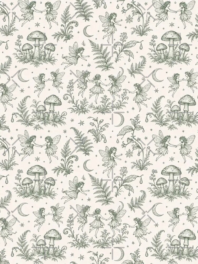 Fairycore Fairy Ring Enchanted Forest Mushroom Fae Dance Moonlit Woodland Toile by StickyGuys