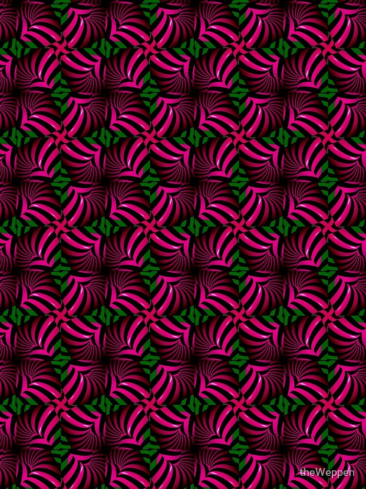 Candy Flip Trippy Dark Green Pink Pattern by theWeppen