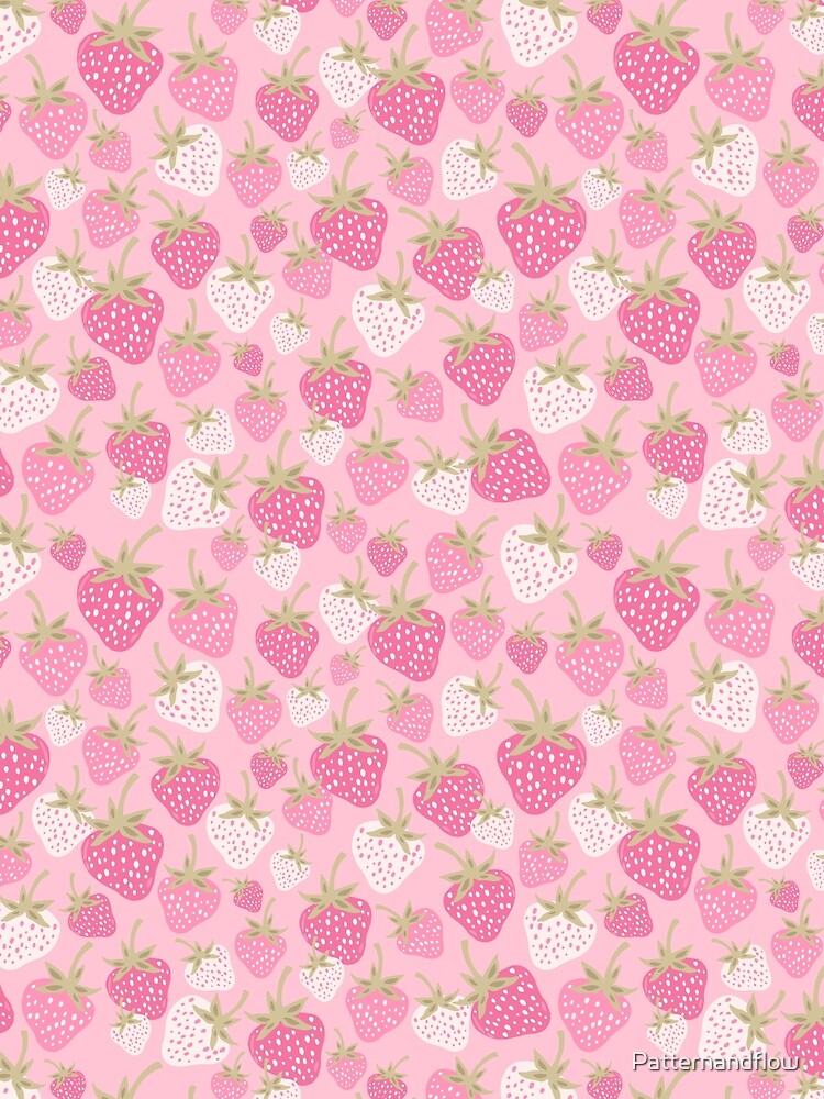 Strawberry Fields Pink Berry Picnic Scatter by Patternandflow