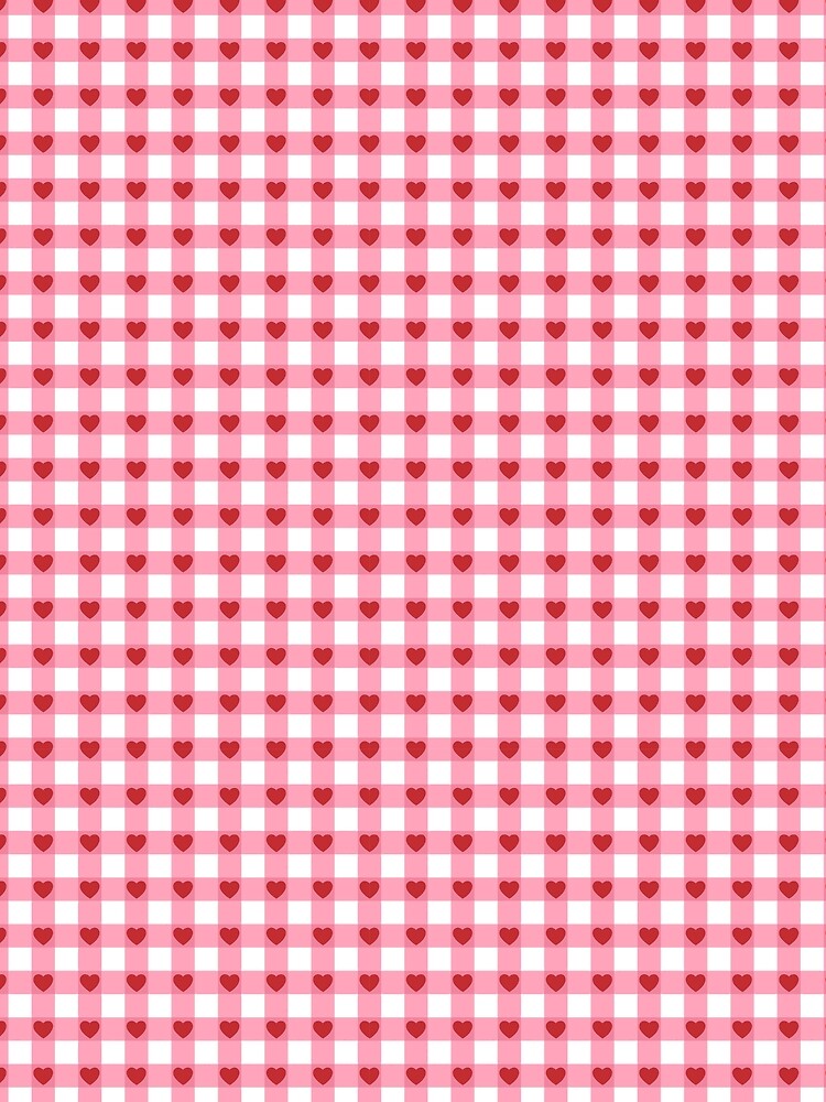 Pink Gingham Heart Pattern by Kusaka.art