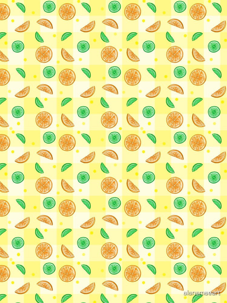 Oranges and Limes on a Lemon picnic blanket by alanamaeart