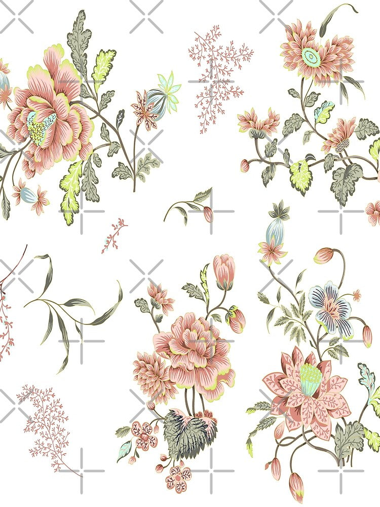Dainty Cottagecore Floral Pattern - Peach/pink by justkidding-co