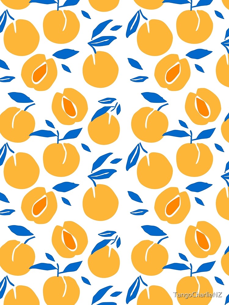 Bold Retro Peach Apricot Fruit Pattern — Modern Cutout Style by TangoCharlieNZ