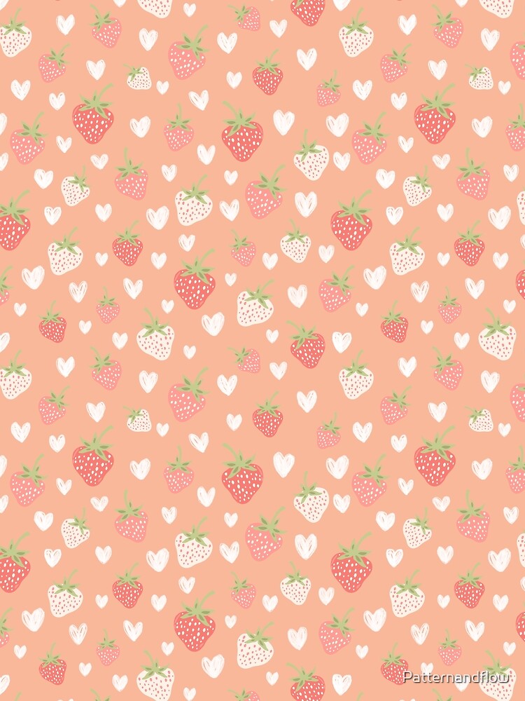 Strawberry Love Peach Summer Berry Scatter by Patternandflow