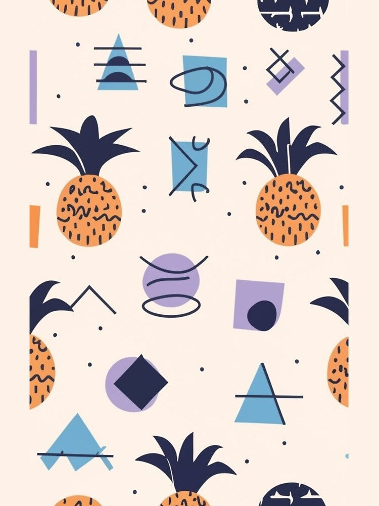 Memphis Style Fruit and Abstract Geometric 80's Retro Art by CraftedRealm