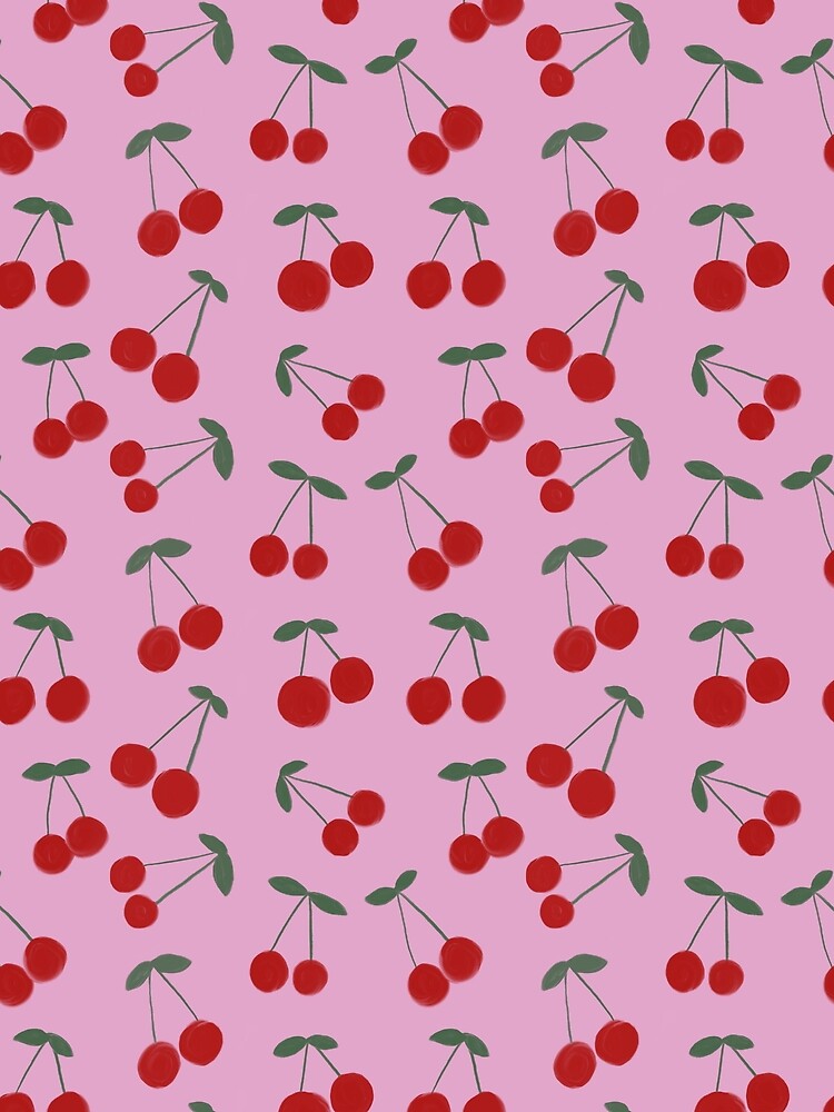 Cherry Seamless Pattern – Retro Pink Red Fruit Print – Cute Summer Aesthetic by dreamy-blooms