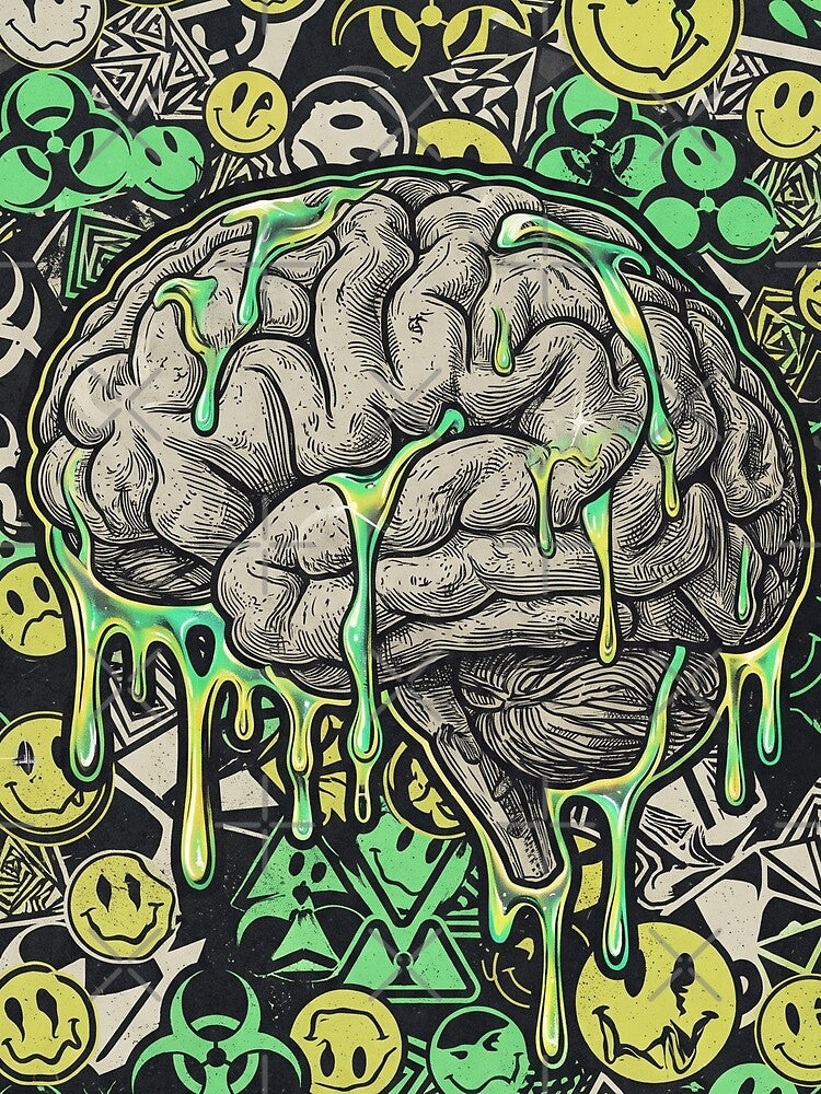 Melting Psychedelic Brain Neon Toxic Slime Grunge by Pride Emblem Prints
