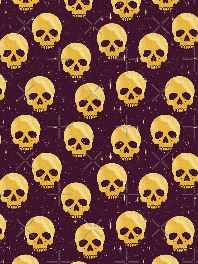 Whimsigoth Golden Skull Star Pattern by Little Wimbly