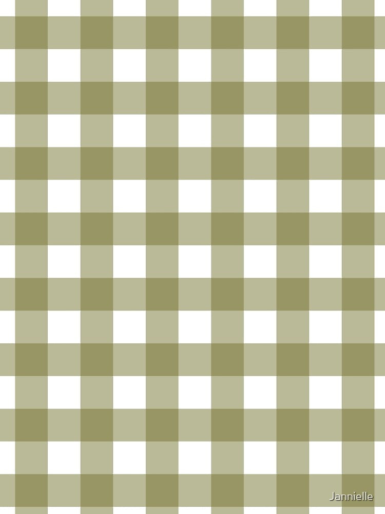 Olive Green Gingham Pattern – Soft Neutral Checkered Fabric by Jannielle