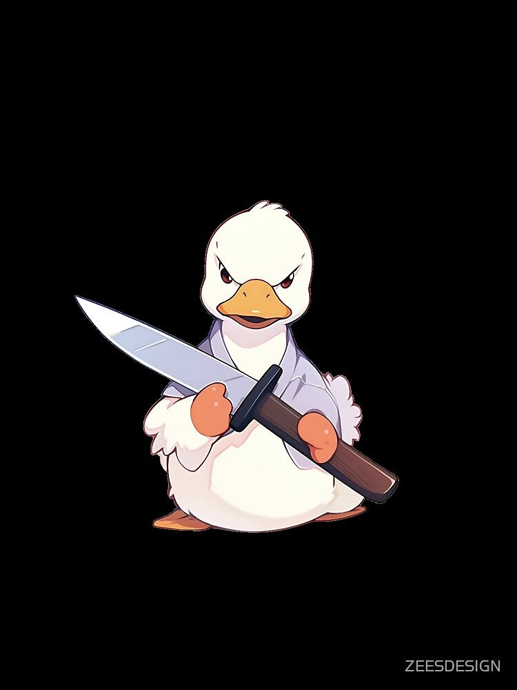 Duck with a Big Knife Black Merch Design by ZEESDESIGN