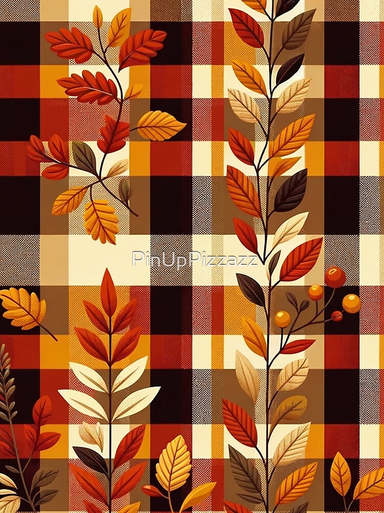 Autumn-Inspired Gingham Pattern Print by PinUpPizzazz