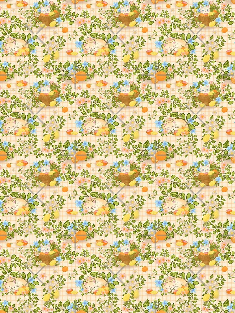 Citrus Botanical Cats - Cozy Farmers Market Picnic by holu_designs