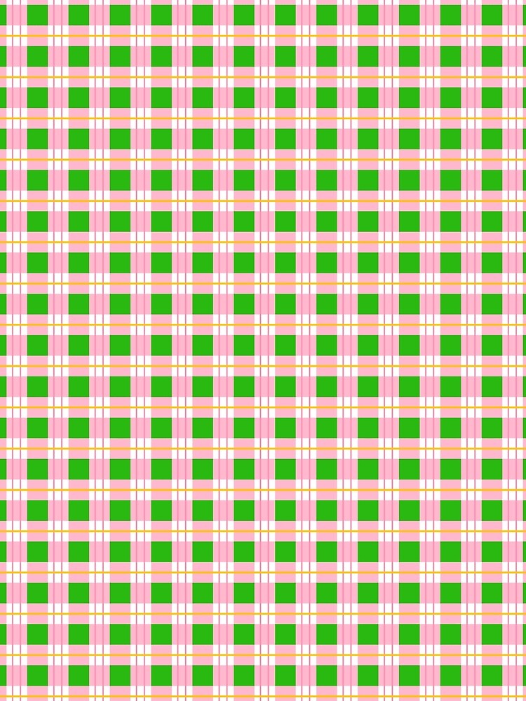 Cheerful Plaid in Green, Pinks, and Yellow by PCaleDesigns