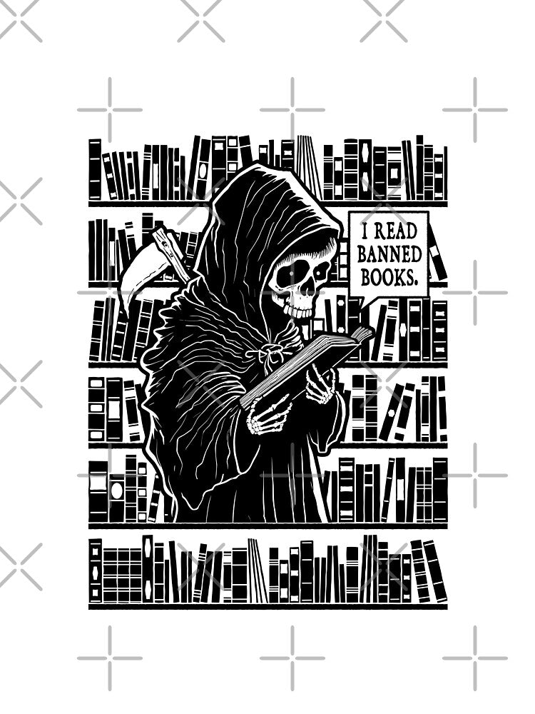 I Read Banned Books Funny Bookish Grim Reaper Reader Library by GrandeDuc
