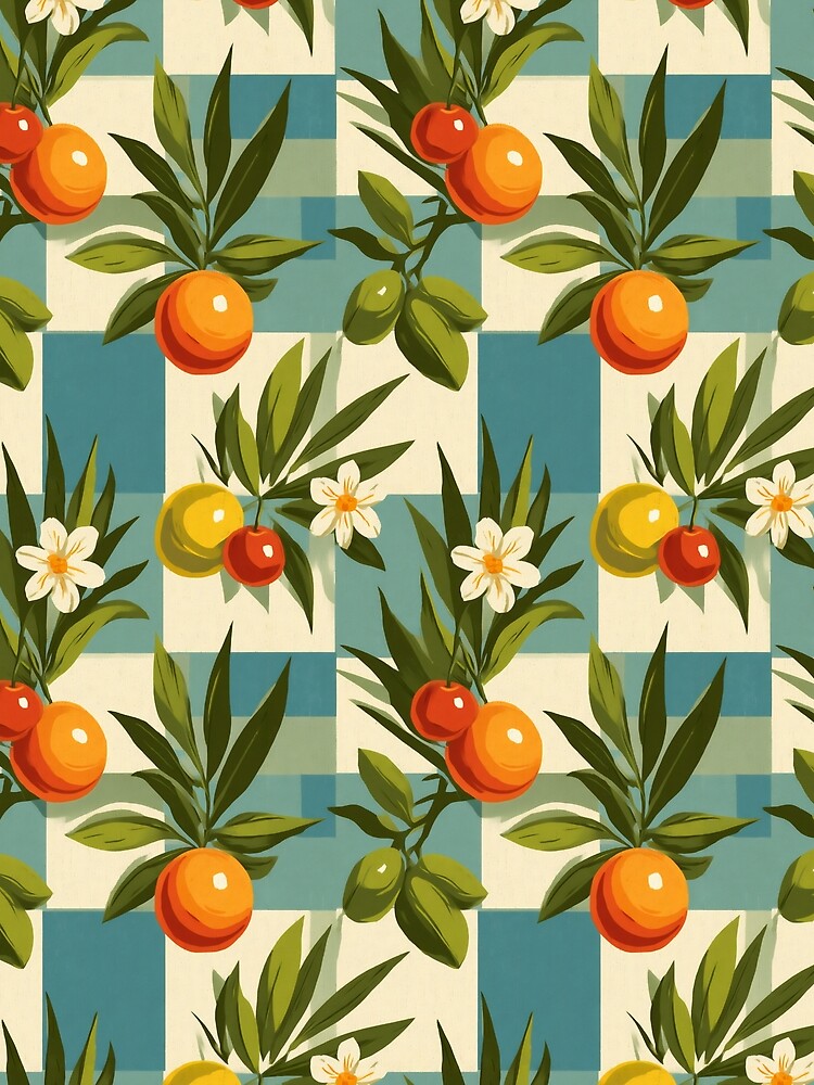 Vintage Citrus Floral Pattern by junkydotcom