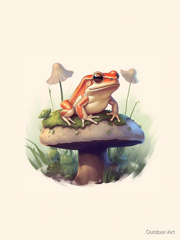 Frog on a Mushroom by Outdoor-Art