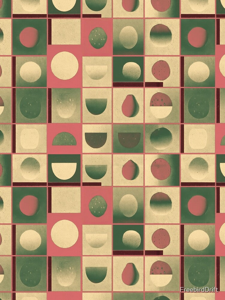 Retro Melon | Bright, Watermelon Pattern by FreebirdDrift
