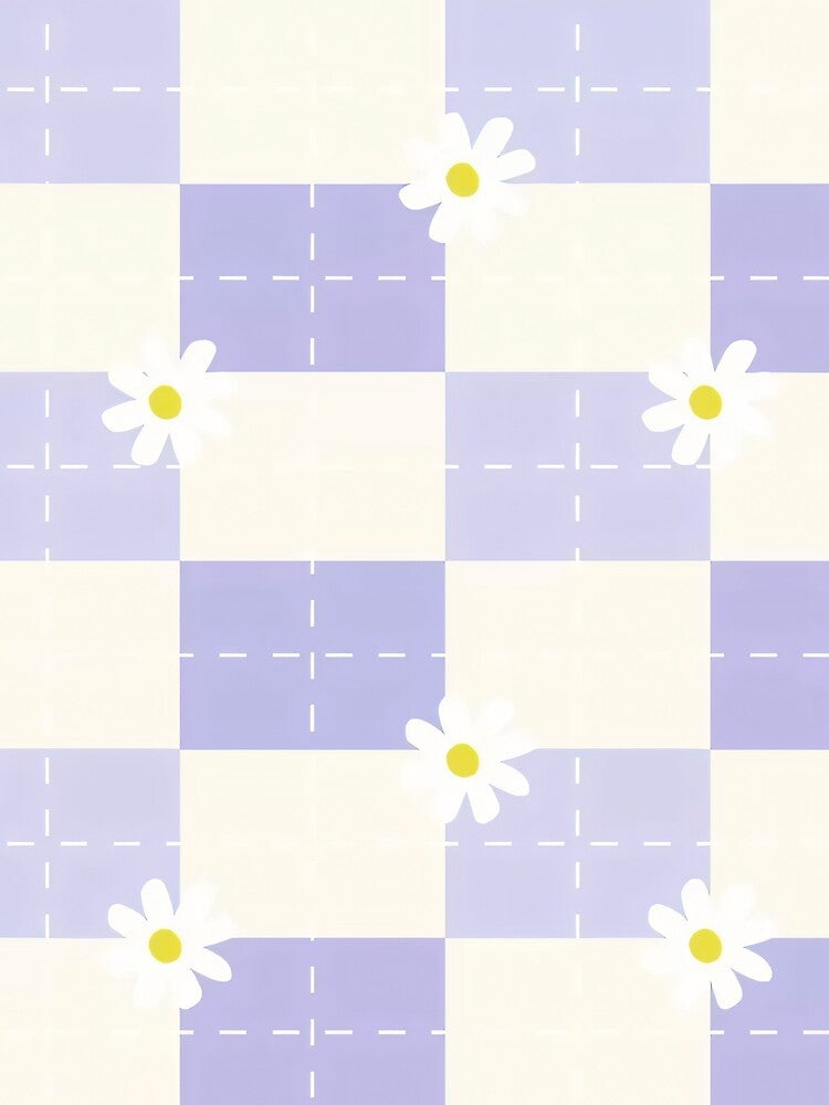 Purple Gingham with Daisies by Colorville
