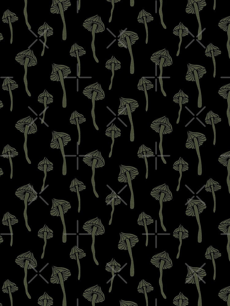 Whimsigoth Mushrooms in Green & Black - Dark Cottagecore Aesthetic by EarthFaeryDSGN