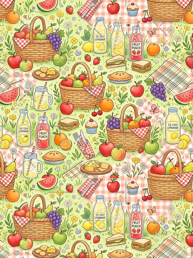 Summer Picnic Elements Pattern Outdoors Food by SplashTastic