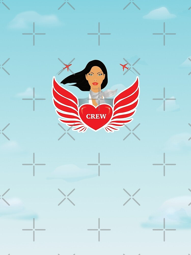 Cabin Crew / Air Hostess - 'Crew' Heart with Wings - V1B (Blue Sky) by DesignsByLawerg