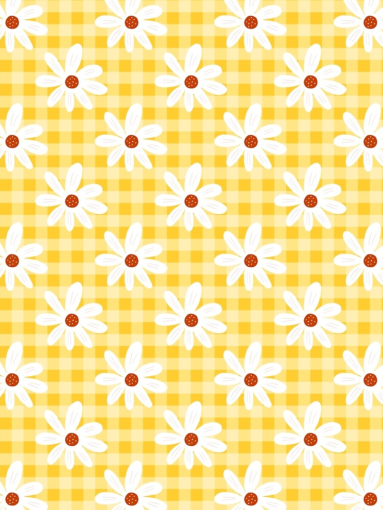 Pretty Daisy Gingham Design - Yellow and White Sunny Summer Cottagecore by TheLoveShop