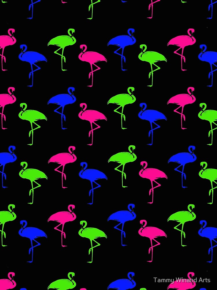 Trippy Neon Dayglo Flamingo Rave by Tammy Winand Arts