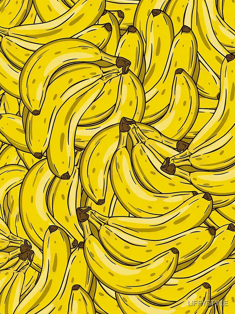 Yellow Banana Bunch Seamless Pattern - Retro Pop Art Fruit by LiFFYSTYLE