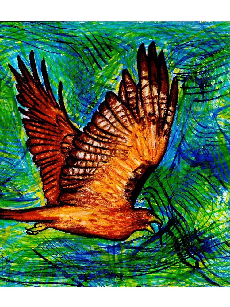 Whimsical Nature Illustration: Red Tailed Hawk by LucilleErebus