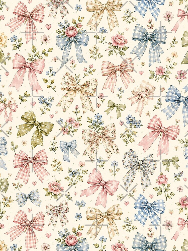 Coquette Bow Floral Pattern – Pastel Ribbon Seamless Design by Creativeeworld777