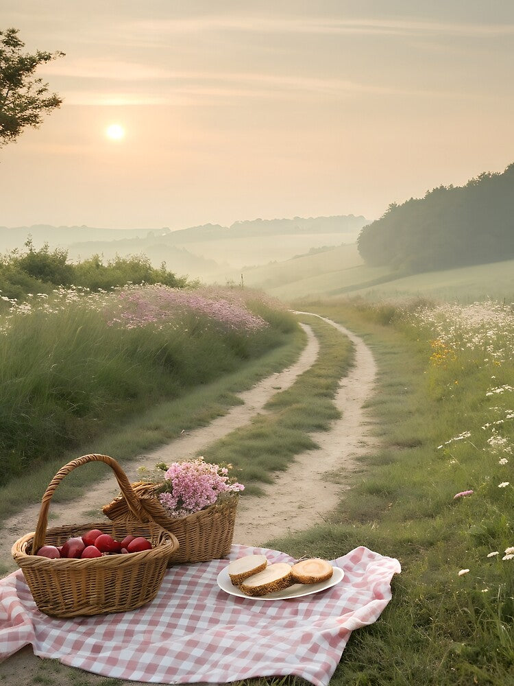 Cottagecore Meadow Path Picnic by Bionson Art