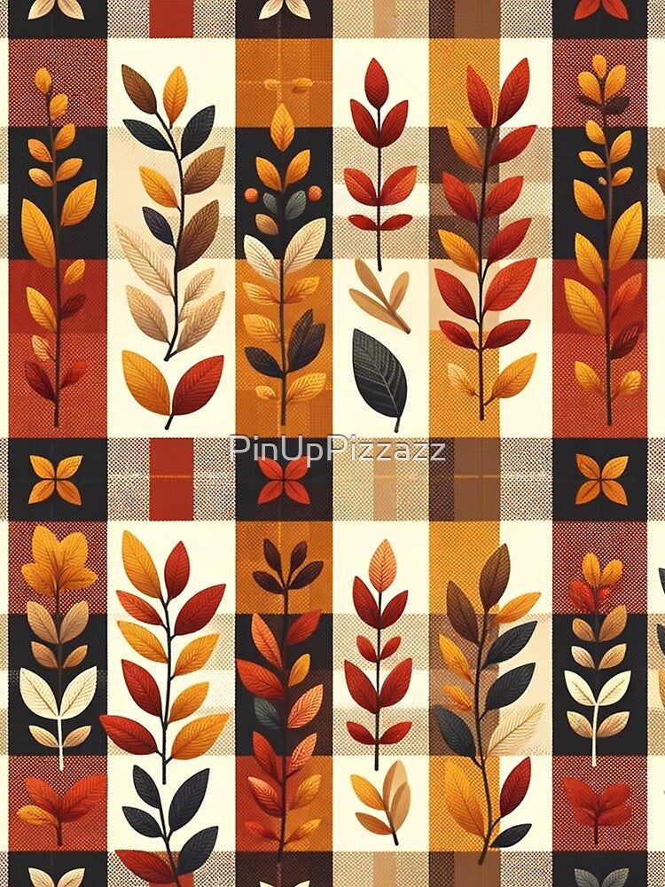 Autumn-Inspired Checkered Pattern Print by PinUpPizzazz