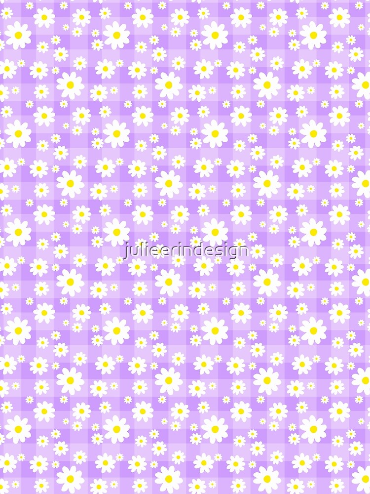Purple Plaid Daisy Pattern by Julie Erin Designs