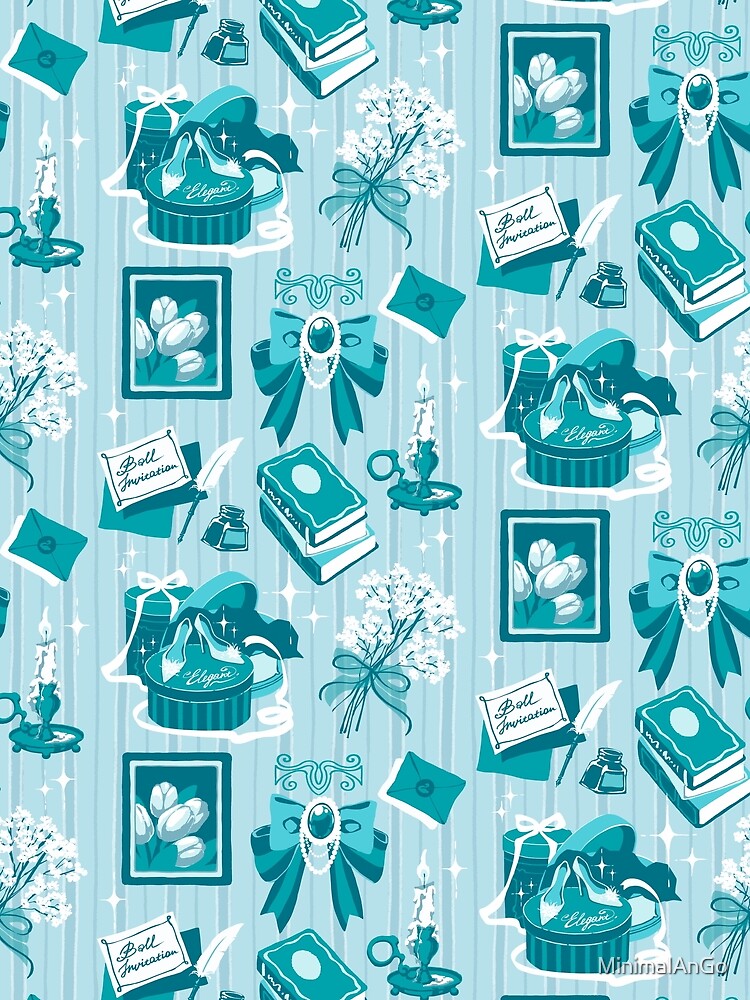 Romantic Regency Aesthetic Pattern | Vintage Books, Bows and Royal Accessories Collage by MinimalAnGo