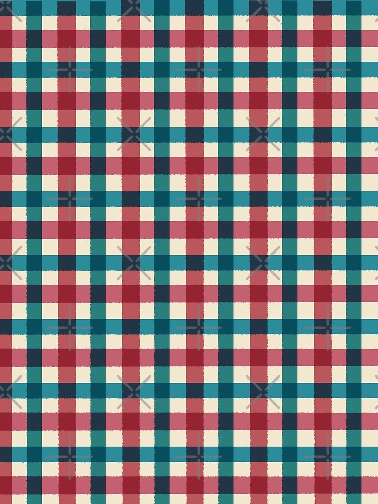 Teal Navy Pink Cottage Gingham Check Pattern by DColourMuse
