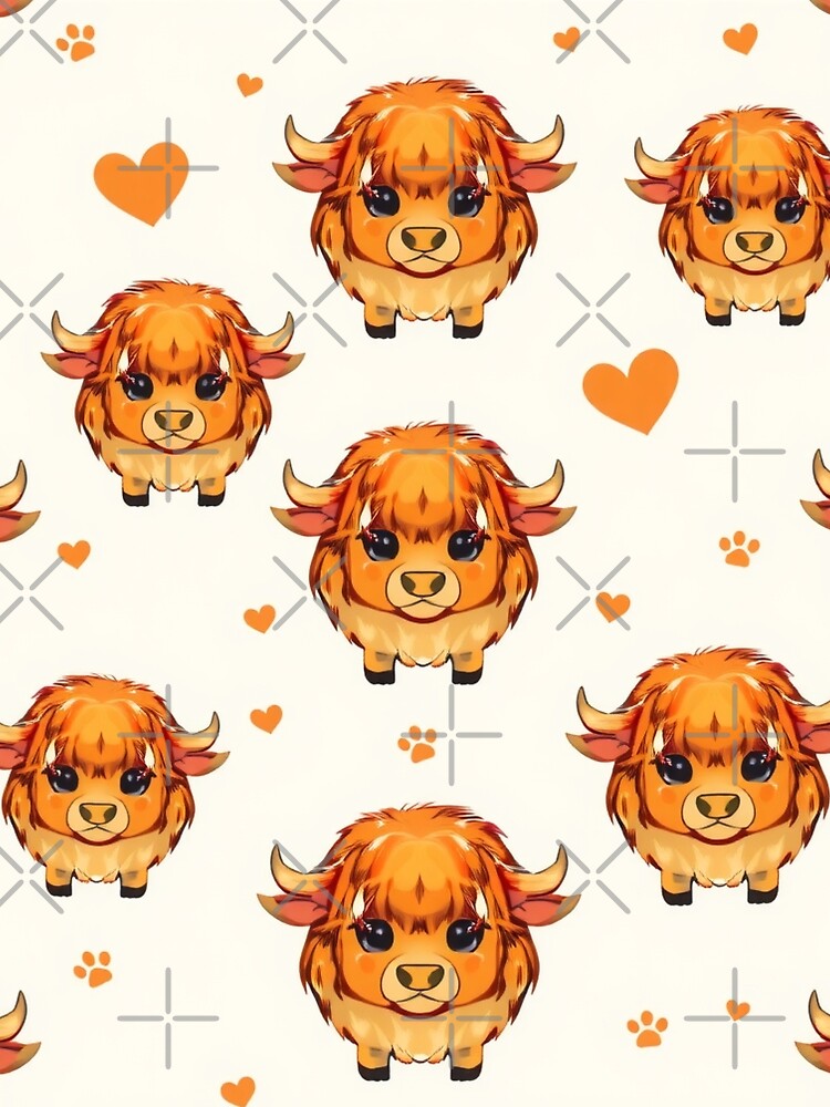 Cute Highland Coo Seamless Pattern by The Sandy Design Store