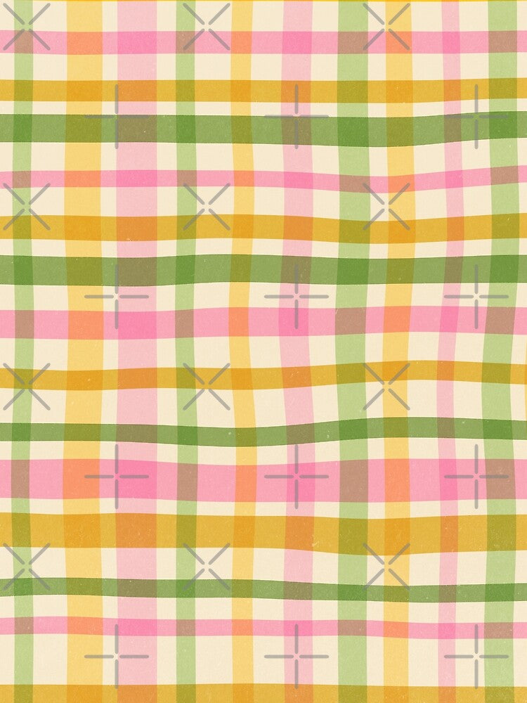 Gingham Pattern Romantic Picnic Pastel Warm Colors by trajeado14
