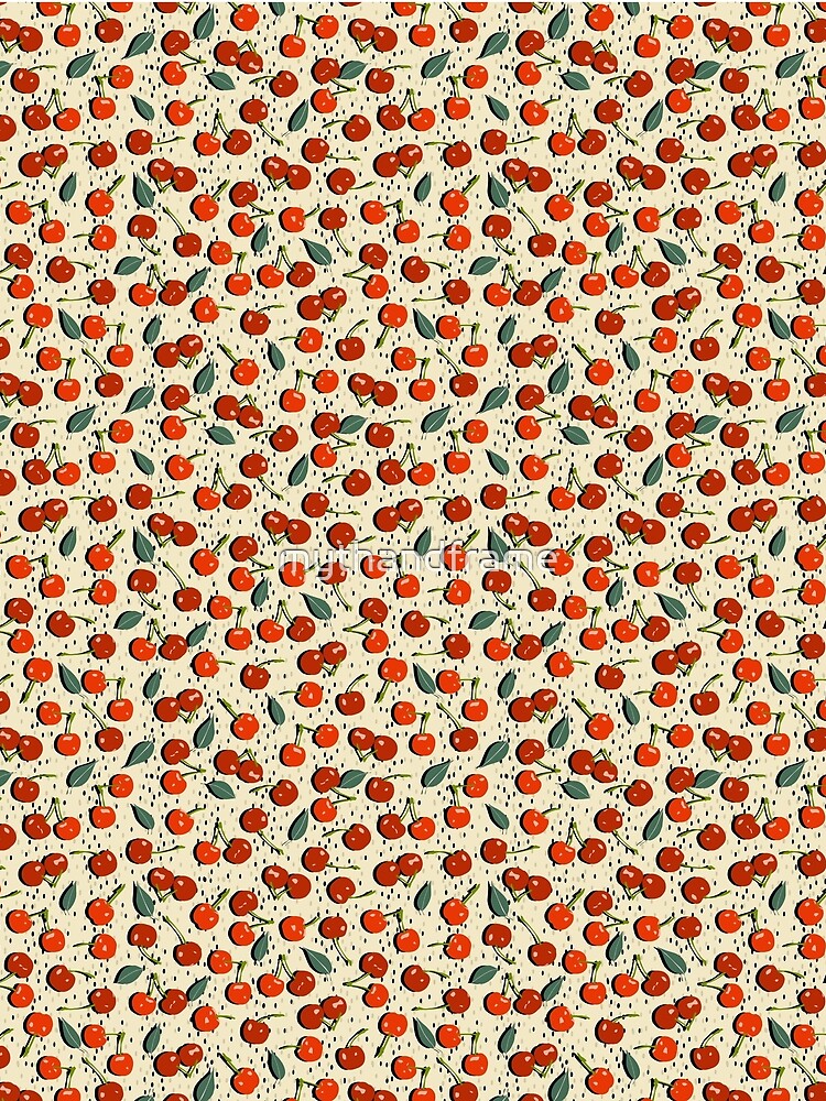 Cherry Cherries Illustration Summer Fruit Pattern by mythandframe