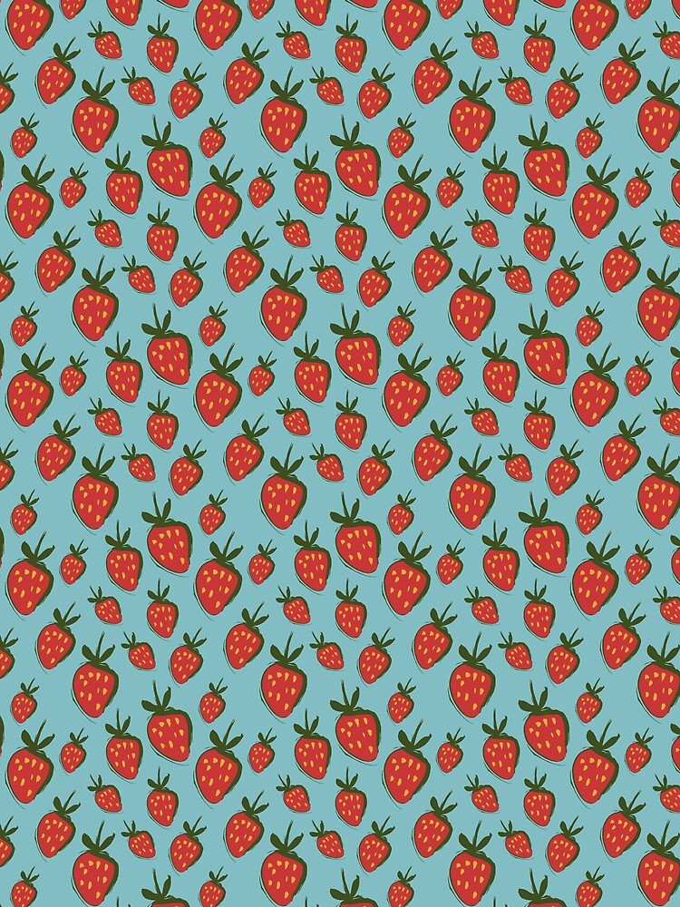 Bohemian Retro Strawberries - Summer Vibes - Repeat Pattern by DinkyBeavers