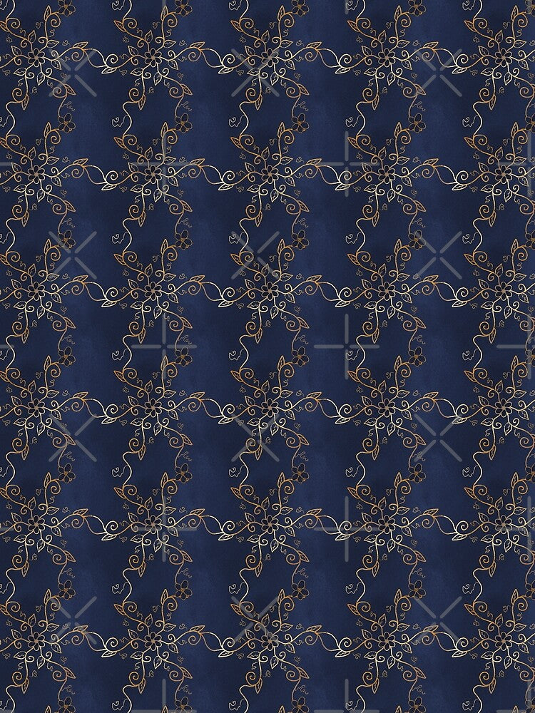 Whimsigoth Royal Blue and Gold Vines by Neon-Harvest