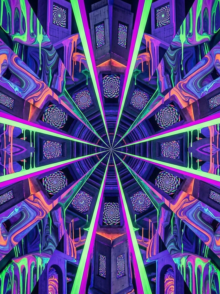 Digital Meltdown: Hypnotic Neon Glitch Tunnel & Toxic Slime Art by DeluluWear