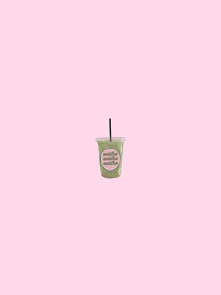 Iced Matcha Latte Drink Pink Aesthetic by meepmeep52