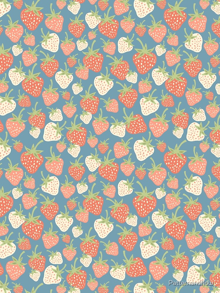 Strawberry Fields Retro Berry Red Scatter by Patternandflow