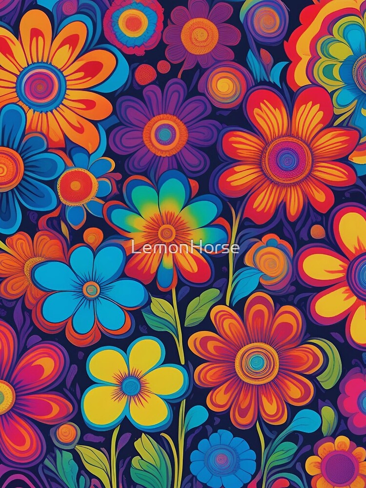 Trippy Psychedelic Flower Pattern  Design by LemonHorse