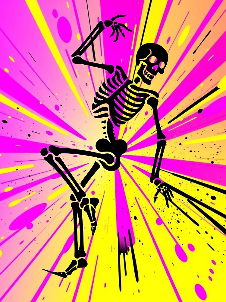 Rave Dancing Skeleton Neon Explosion Comic Style by UNK-Fatigues