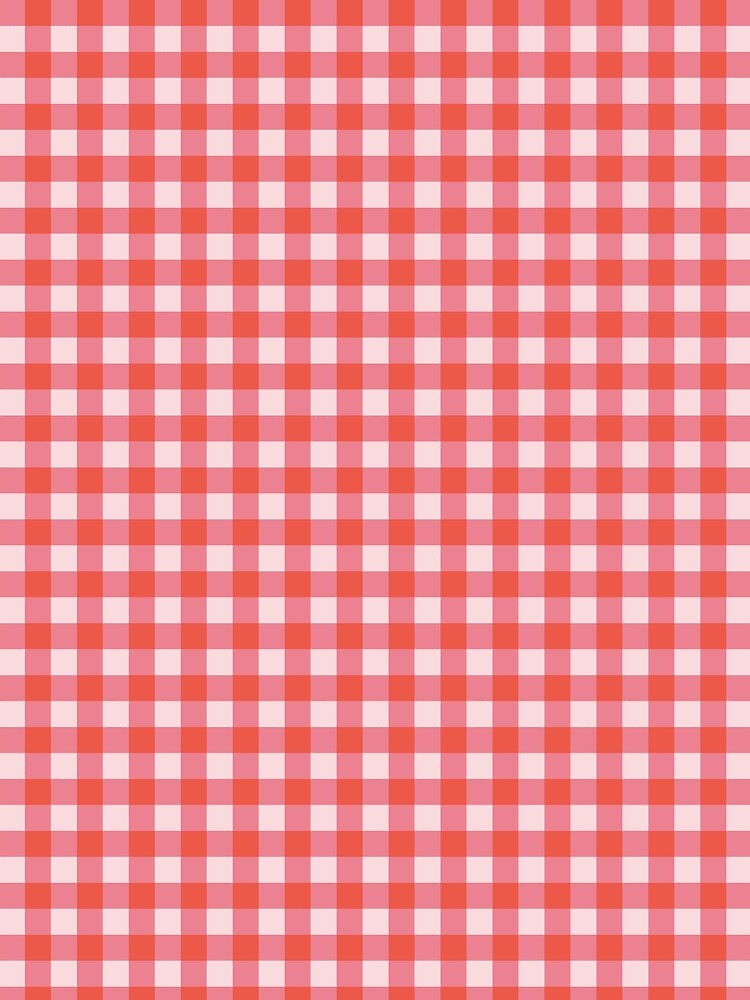 Pink and Red Gingham Pattern | Retro Strawberry Checkered | Valentine Picnic Aesthetic | Sweet Coquette Checkers | Pastel Cherry Plaid | Vibrant Pink Checkerboard | Cute Summer Gingham by VivaFy